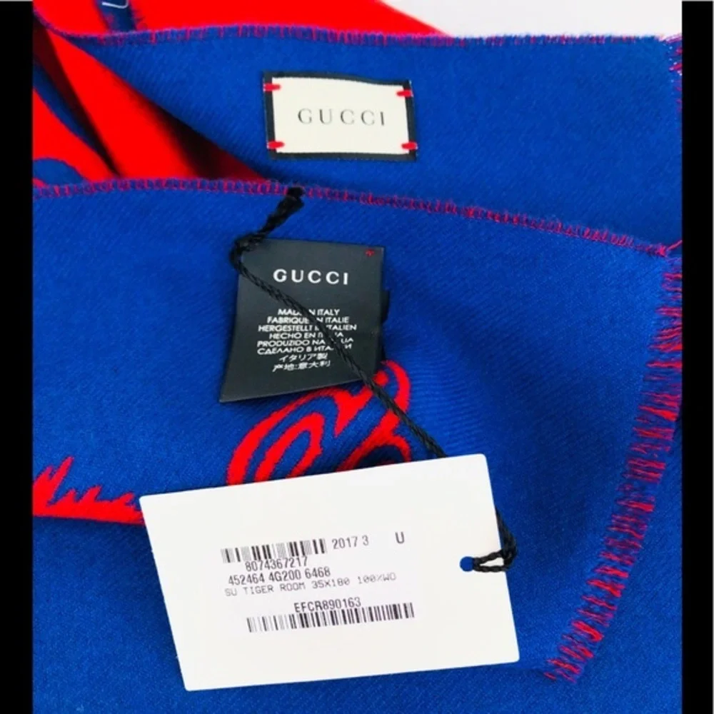 Gucci Tiger Jacquard Scarf L'Aveugle Par Amour - Picture 9 of 10